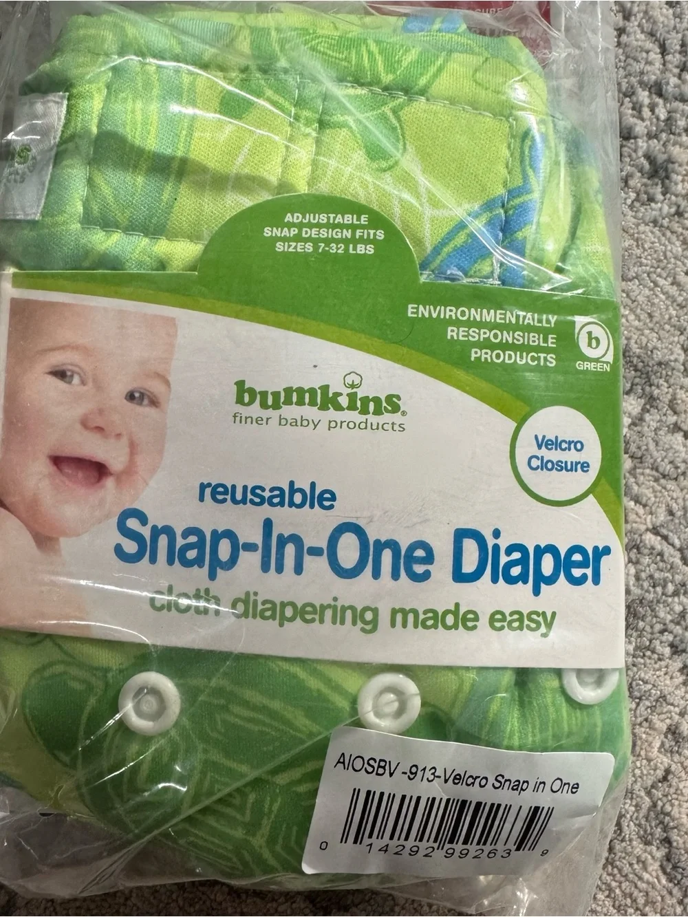 SET Of 7 Reusable Cloth Diaper Set - Pink, Green, Orange and 2 reusable swim